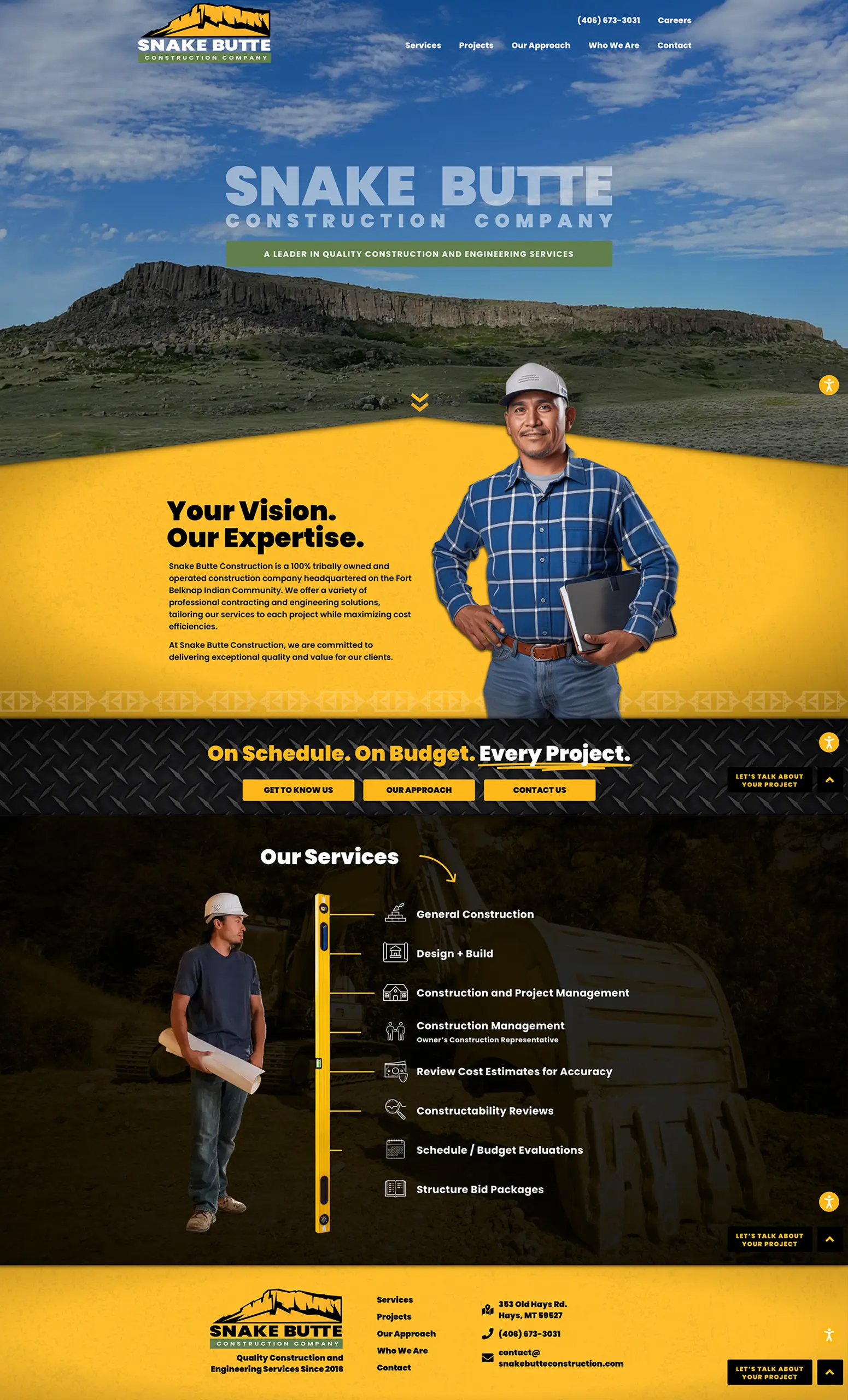 Snake Butte Construction Website Design & Development