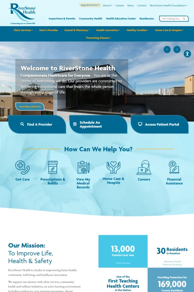riverstonehealth.org home page